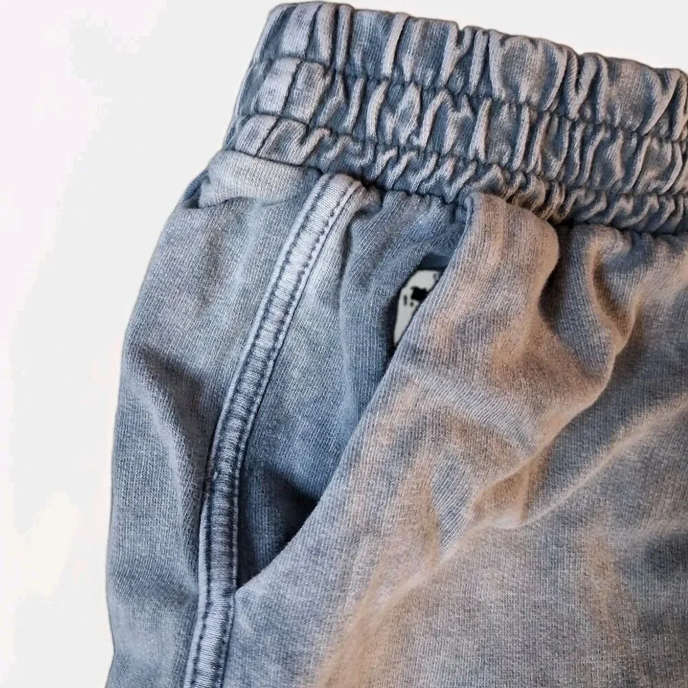 Three Bird Nest Gray Mineral Wash Relaxed Lounge Shorts Med Festival Cozycore